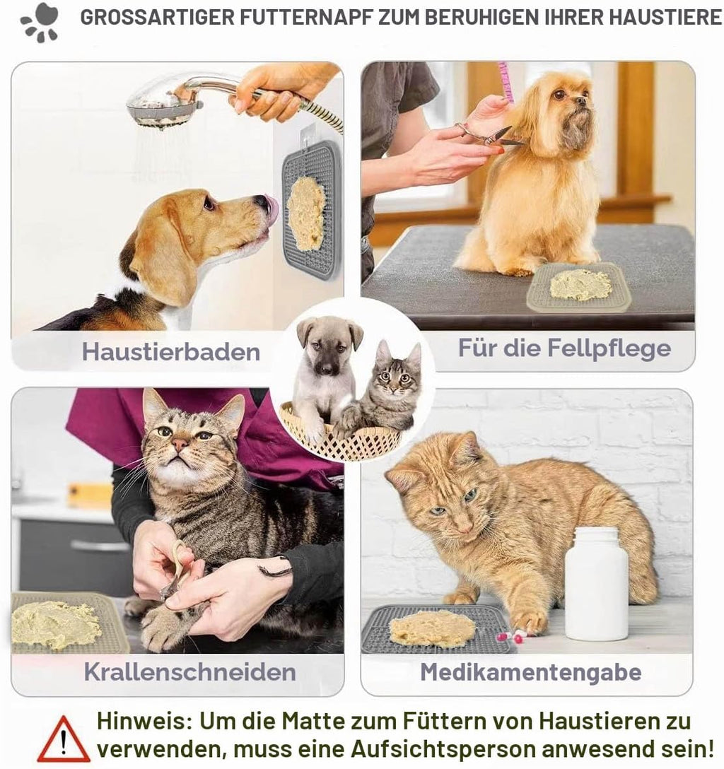 Leckmatte Für Hunde Und Katzen Mit Saugnäpfen, Langsames Füttern, Lecken Für Angstzustände, Hundespielzeug, Fütterungsmatte Für Butter, Joghurt, Erdnuss, Haustier-Badetrainingsmatte, 20 * 20Cm