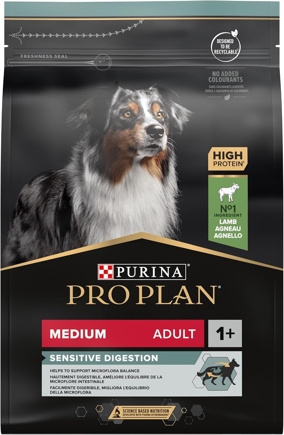 Pro Plan Medium Adult Sensitive Digestion, Hundefutter Trocken, Reich an Lamm, 1Er Pack (1 X 3 Kg)