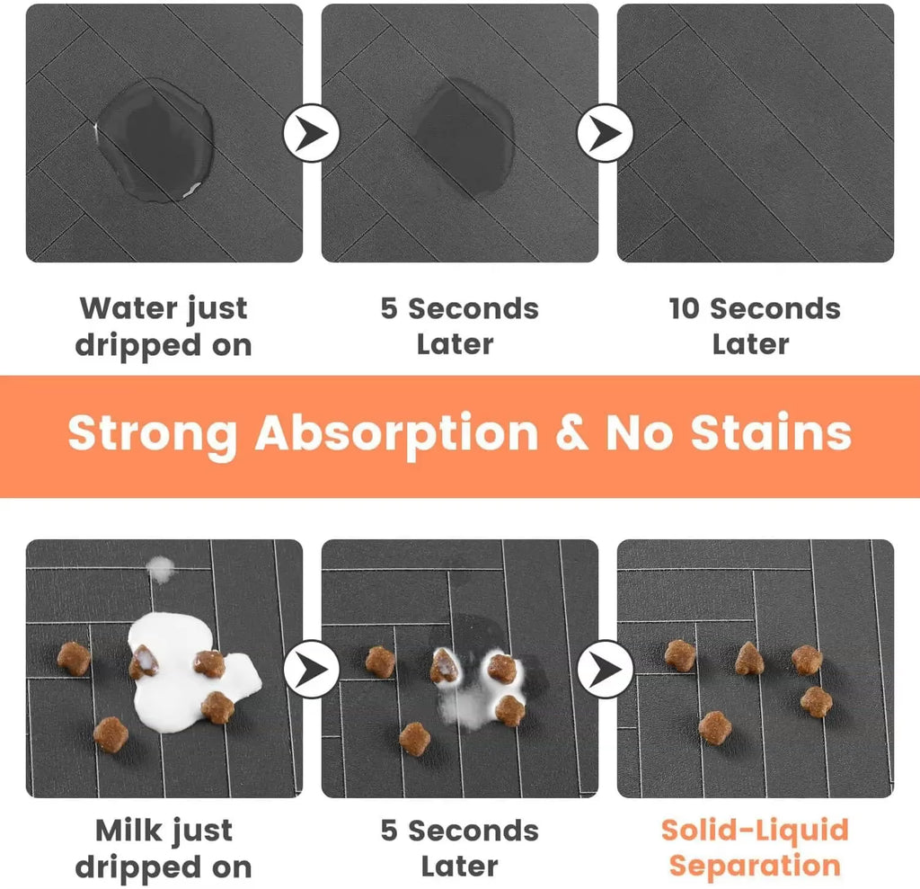Pet Feeding Mat-Absorbent Pet Placemat Rubber Backing Quick Dry Water Mat for Dog Cat for Food and Water Bowl with Waterproof