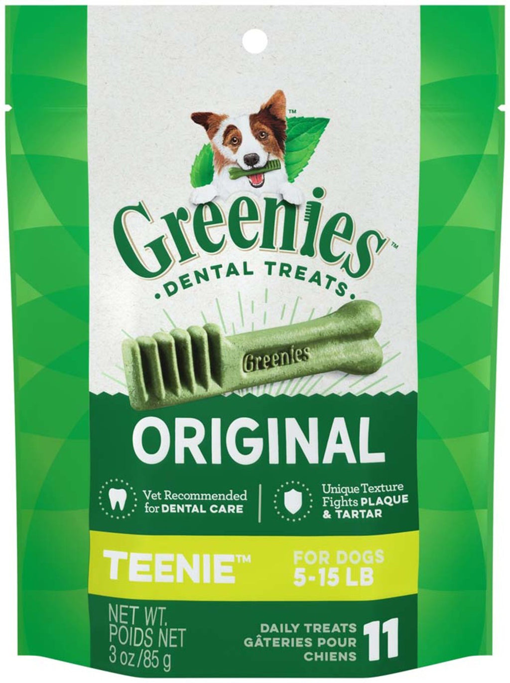 Dog Dental Treats Teenie, Original, 1Ea/3 Oz, 11 Ct