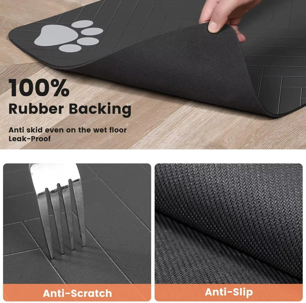 Pet Feeding Mat-Absorbent Pet Placemat Rubber Backing Quick Dry Water Mat for Dog Cat for Food and Water Bowl with Waterproof