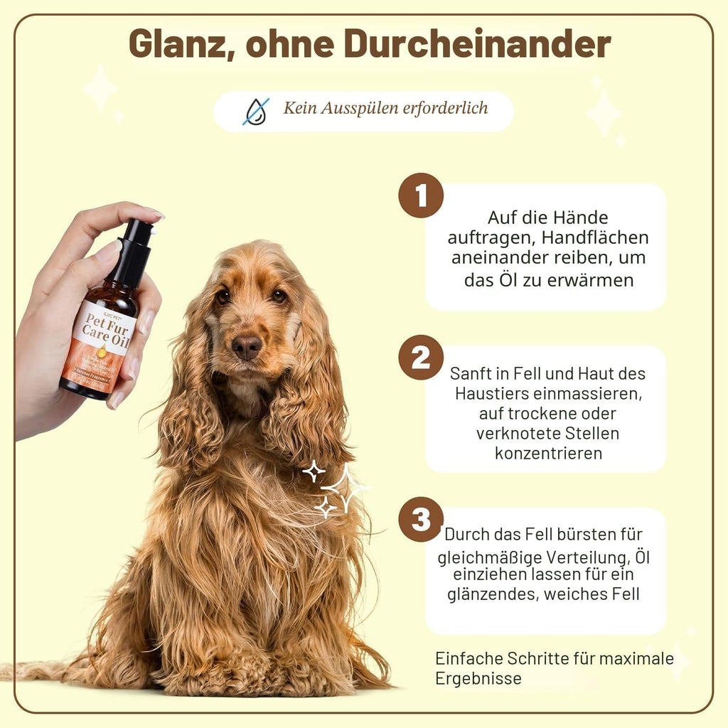 Tierfellpflegeöl - Entwirrt, Reduziert Haarbruch - Verleiht Glanz Mit Kollagen Und Natürlichen Ölen - Leave-In Conditioner Für Hunde Und Katzen - 30 Ml
