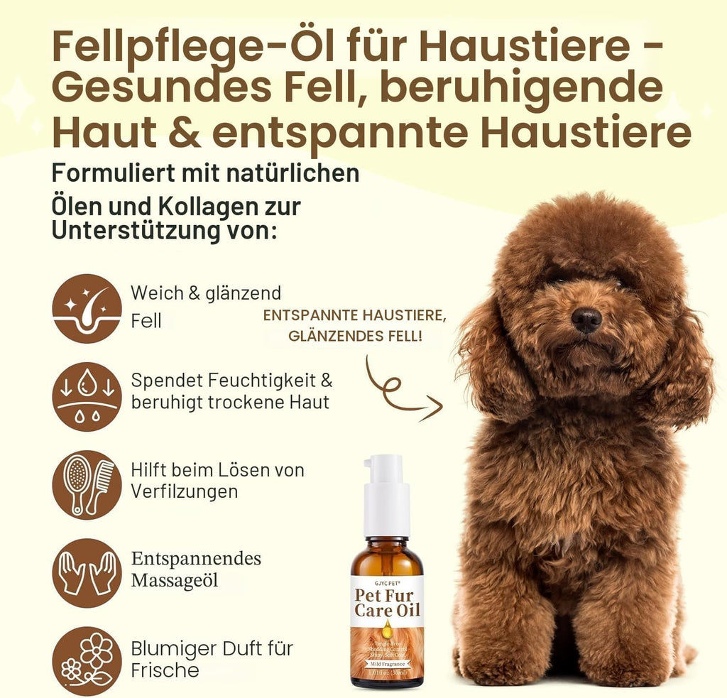 Tierfellpflegeöl - Entwirrt, Reduziert Haarbruch - Verleiht Glanz Mit Kollagen Und Natürlichen Ölen - Leave-In Conditioner Für Hunde Und Katzen - 30 Ml