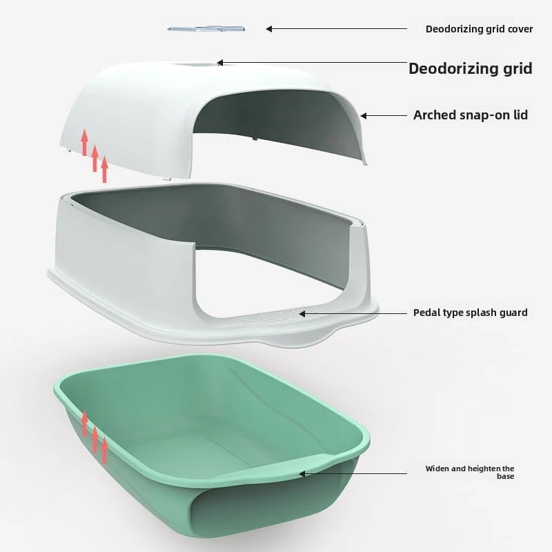 Enclosed Litter Box Large Space anti Splashing Hooded Toilet Easy Clean Pet Litter Box Indoor Cats