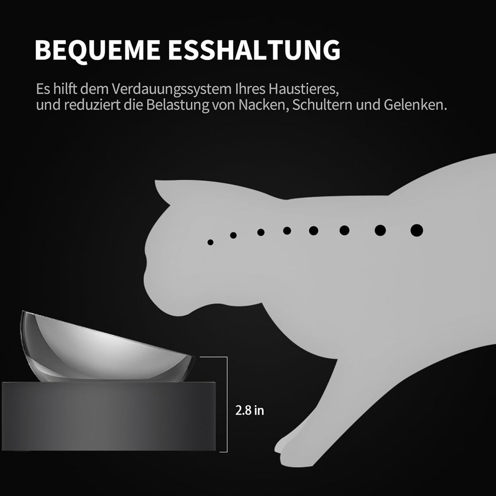 PETKIT CYBERTAIL Katzen Erhöhte Schüssel Edelstahl, Gekippter Hund Katzen Erhöhte Futternäpfe Lebensmittelqualität, Rutschfeste No Spill Haustier Fütterungsschalen Für Katzen Und Kleine Hunde