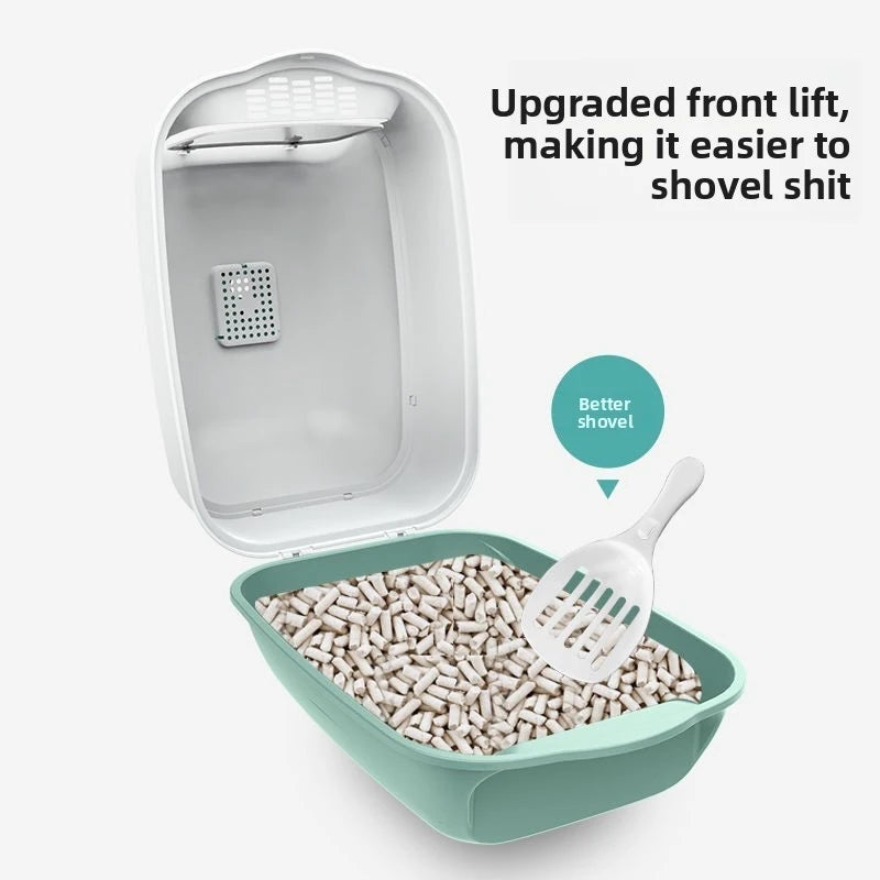 Enclosed Litter Box Large Space anti Splashing Hooded Toilet Easy Clean Pet Litter Box Indoor Cats