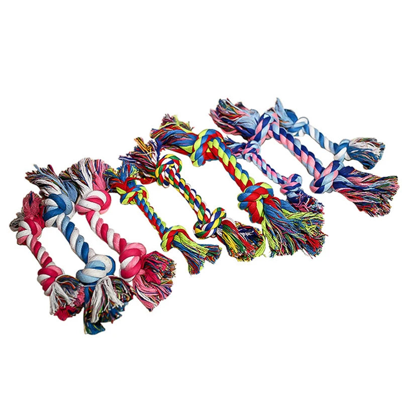 Random Color Pet Dog Toy Bite Rope Double Knot Cotton Rope Funny Cat Toy Bite Resistant and Sharp Teeth Pet Supplies Puppy Toys