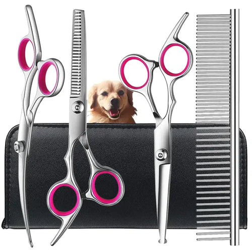 4Pcs Pet Safe Scissors - Ambidextrous Stainless Steel Dog Grooming Shears with Safe, round Head for Precision Trimming