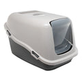 Cat Toilet, Litter Box with Hood and Flap, Plastic, Cat Flap, 57X39X41 Cm, Gray Sandbox