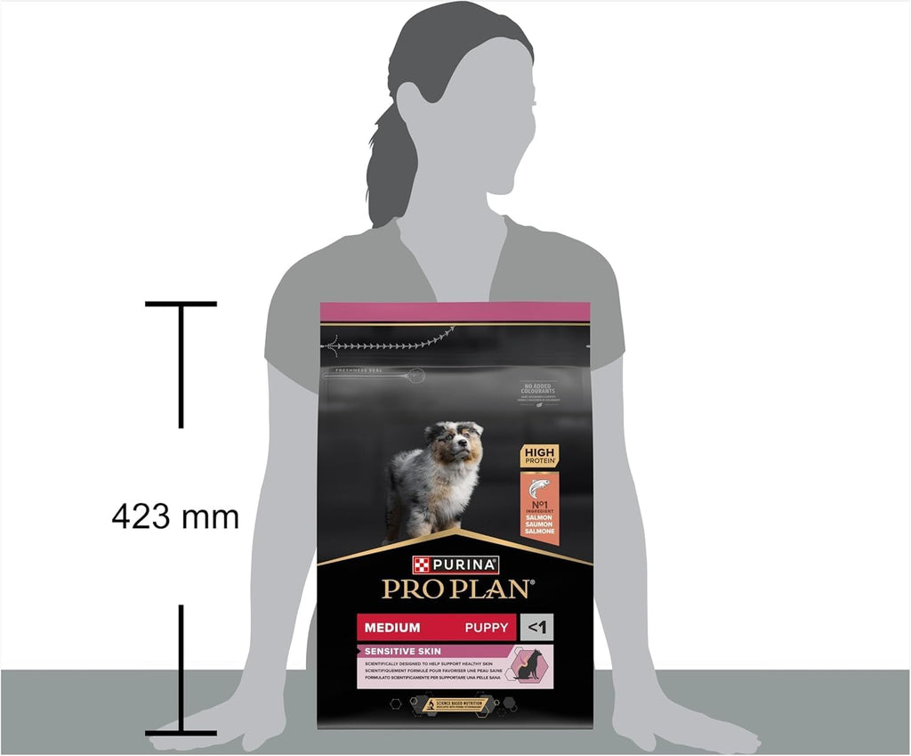 Pro Plan Medium Puppy Sensitive Skin, Welpenfutter Trocken, Reich an Lachs, 1Er Pack (1 X 3 Kg)