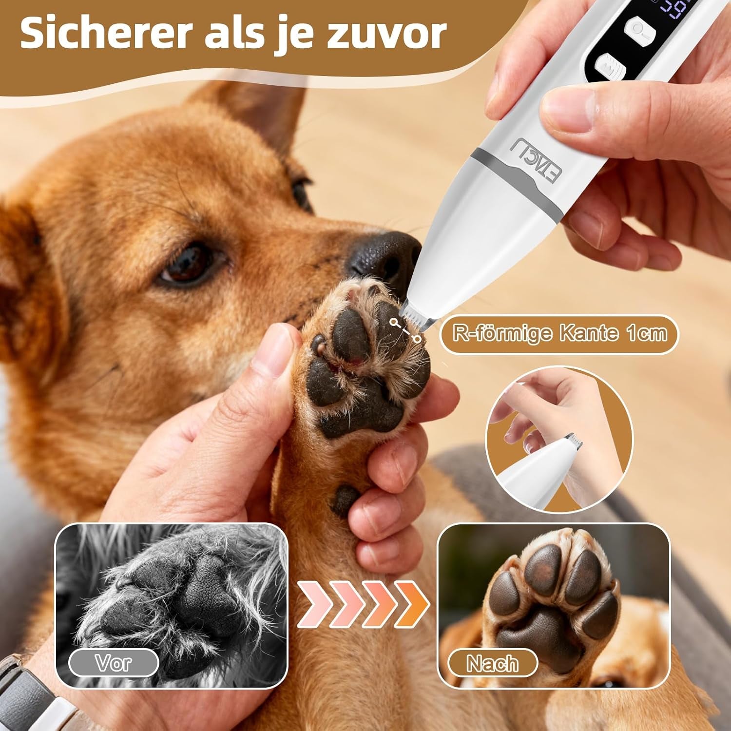 ETACCU Profi Hundeschermaschine 4 in 1 Mit Krallenschleifer, Akku Tierhaarschneider Für Hunde Und Katzen, Leiser Hundetrimmer Mit Led-Anzeige, Keramikklinge, USB-C, Fellpflege Set